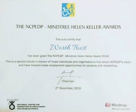 NCPEDP Mindtree Helen Keller Award for creating employment opportunities for Persons with Disabilities. – 2018.